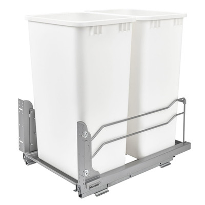 Double Pullout Trash Cans for Full Height Kitchen Cabinets 50 Quart 12.5 Gallon