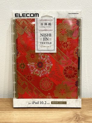 ELECOM Nishijin Ori Textile iPad10.2 Case Japanese Traditional kimono Fabric Red