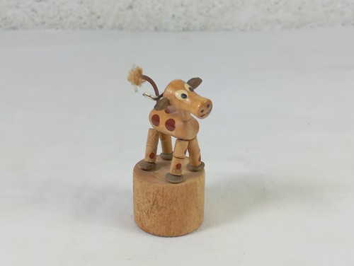 DDR Drückfigur Wackelfigur Knickfigur  Spielzeug Holz - Kuh - - Bild 1 von 3