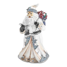 Bejeweled Crystals Siver-tone ST. NICHOLAS SINTERKLAAS White Santa Trinket Box
