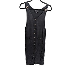 FROX Vintage Black Tencel Rayon Lyocell Blend Button Front Dress Small Maxi