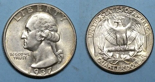 SILVER! SILVER! SILVER! 1937-P QUARTER CHOICE UNC #MX2-144