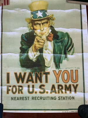 uncle Sam poster I want you 14 x 10 reproduction