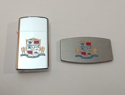 City of Niagara Falls Crest, seltenes kanadisches Slim Zippo Feuerzeug, um 1972, unbespielt