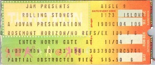 1981 ROLLING STONES CONCERT TICKET ROSEMONT HORIZON NOV. 23