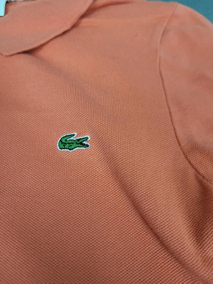 Camisa Vestido Lacoste Niñas 34 Naranja Patchwork Polo Ligero Academia Preppy Foto 4 de 4