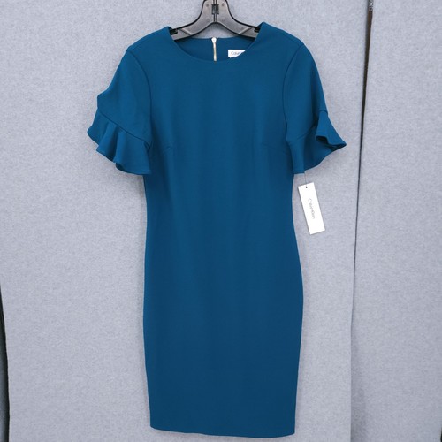 Calvin Klein Scuba Crepe Short Sleeve Crewneck Sheath Dress Womens Size 4 NWT