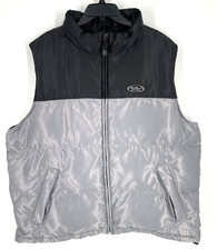 VTG Eddie Bauer Mens Size XL EBTek Goose Down Puffer Vest Silver Black Puffy