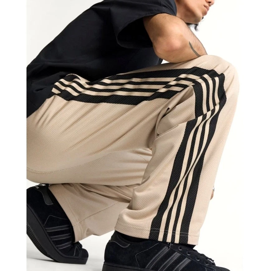 Adidas Men's Stone Khaki Loose Mesh Trackpants Size S