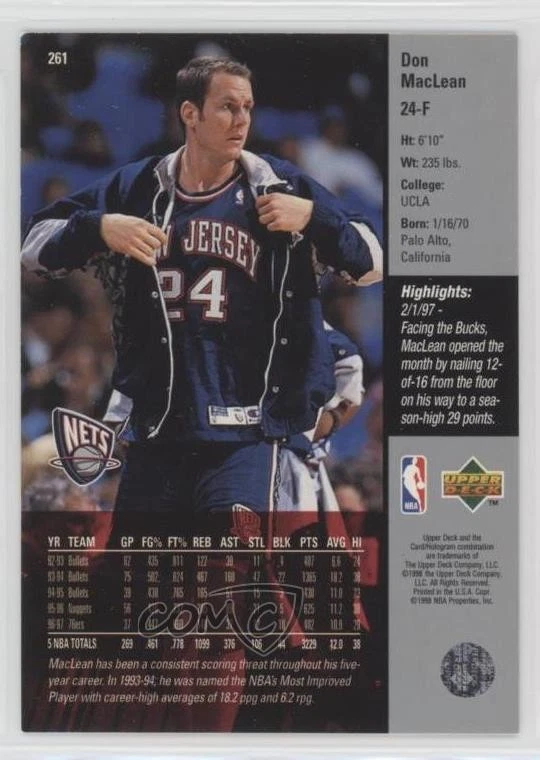 1997-98 Upper Deck Don MacLean #261 - Image 2 of 2