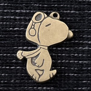 SNOOPY FLYING ACE 1965 PURE BRASS KEYCHAIN CHARM by AVIVA - Great Condition