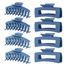 Blue Hair Clips for Women - 8 Pack 4.3 Inch Large Hair Claw Clips for Women Thin