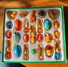 Oster Eier Hasen Vögel Schmuck Handbemalt 25 Holz Anhänger Deko OVP Vintage 