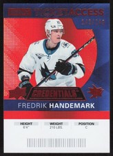 2021-22 UD Credentials #63 Fredrik Handemark 2020-21 Debut TA Orange #/149