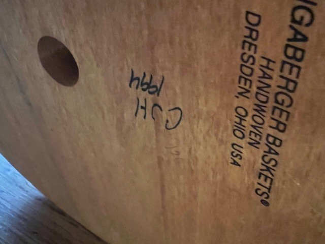 Longaberger Hostess Sewing Basket with Liner and  Protector and Wooden Lid 1994