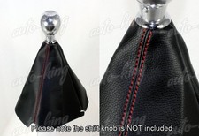 Universal Jdm Red Stitch Black Pvc Leather Gear Manual Shifter Shift Knob Boot