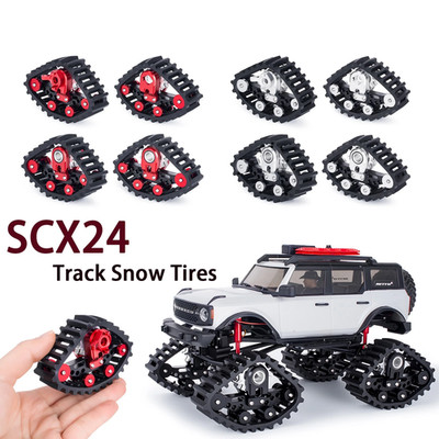 4Pcs SCX24 Track Wheels Snow Tires for 1/24 RC Crawler Axial SCX24 DIY Upgrade