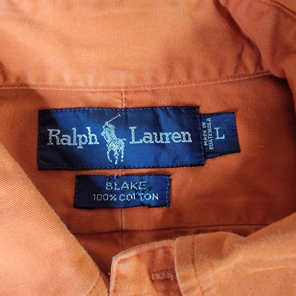 Camisa Polo Ralph Lauren Para Hombre Manga Larga Blake Abotonada Talla Grande Naranja Foto 3 de 4