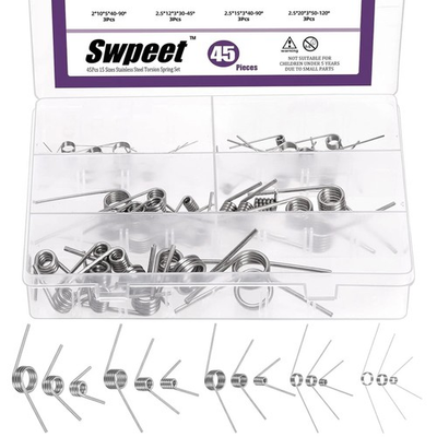 #ad 45Pcs 15 Sizes 45 90 120 Degree Stainless Steel Torsional Springs Assortment Kit $18.99