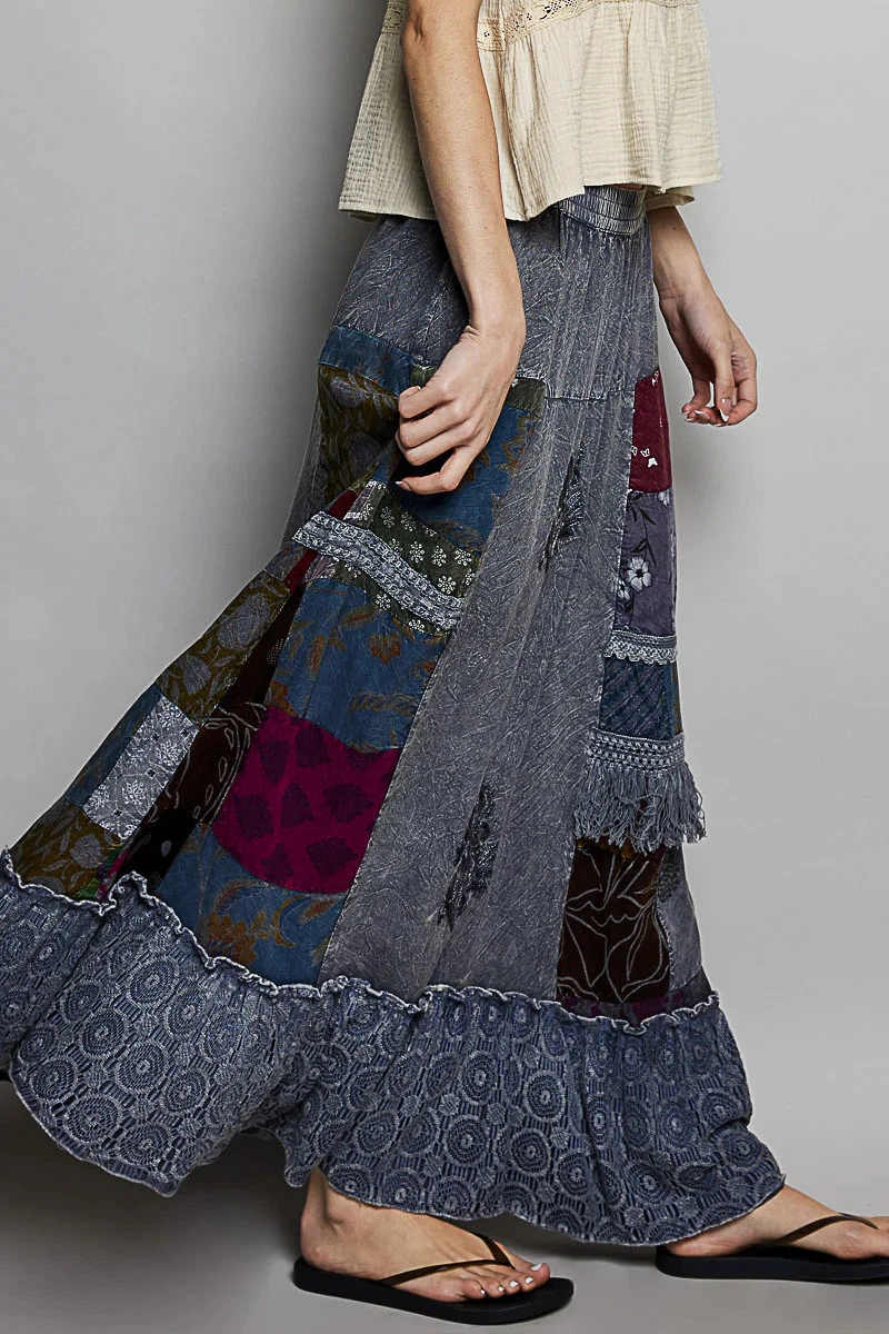 POL Printed Patchwork Embroidered Ruffled Skirt
Opens in a new window or tab