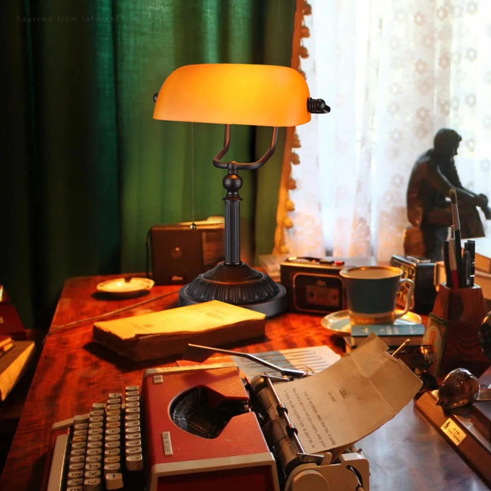 Vintage Bankers Desk Lamp, Traditional Student Antique Piano Table Light - Image 2 of 4