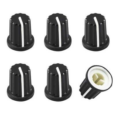 AUXBC 5Pcs 6mm D Type Potentiometer Control Knobs, 16X18MM-Black, Black 