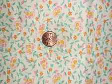 Vintage Cotton Fabric light yellow with tiny fields of flowers 7/8"