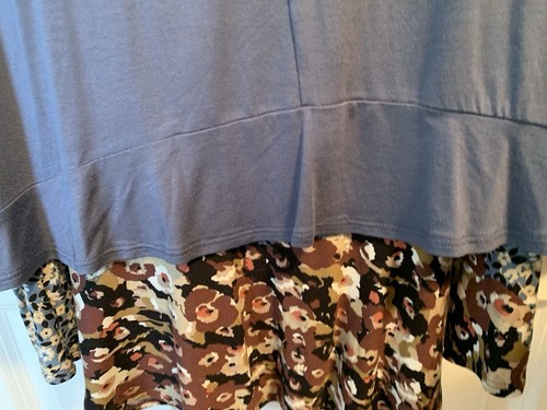 Women's LOGO by Lori Goldstein Blue Tunic & Multi-Pattern Tank Top 2pc Set (Med) - Picture 3 of 17