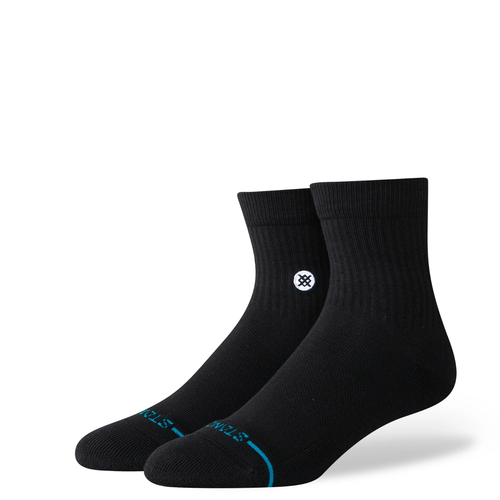 Stance Adult Black Quarter Combed Cotton Cushion Icon Logo Casual Socks S 3-5.5