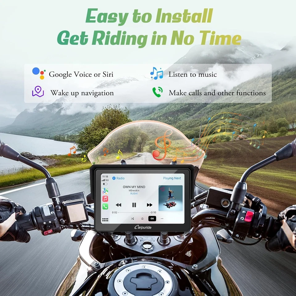 Carpuride W502 Wireless Android Auto per moto touchscreen impermeabile Bluetooth - Immagine 4 di 4