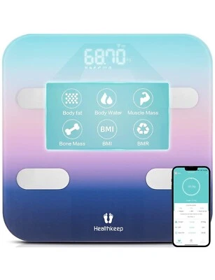 Healthkeep vernetzte Personenwaage, Bluetooth Regenbogen Farbe, 13 Analysen