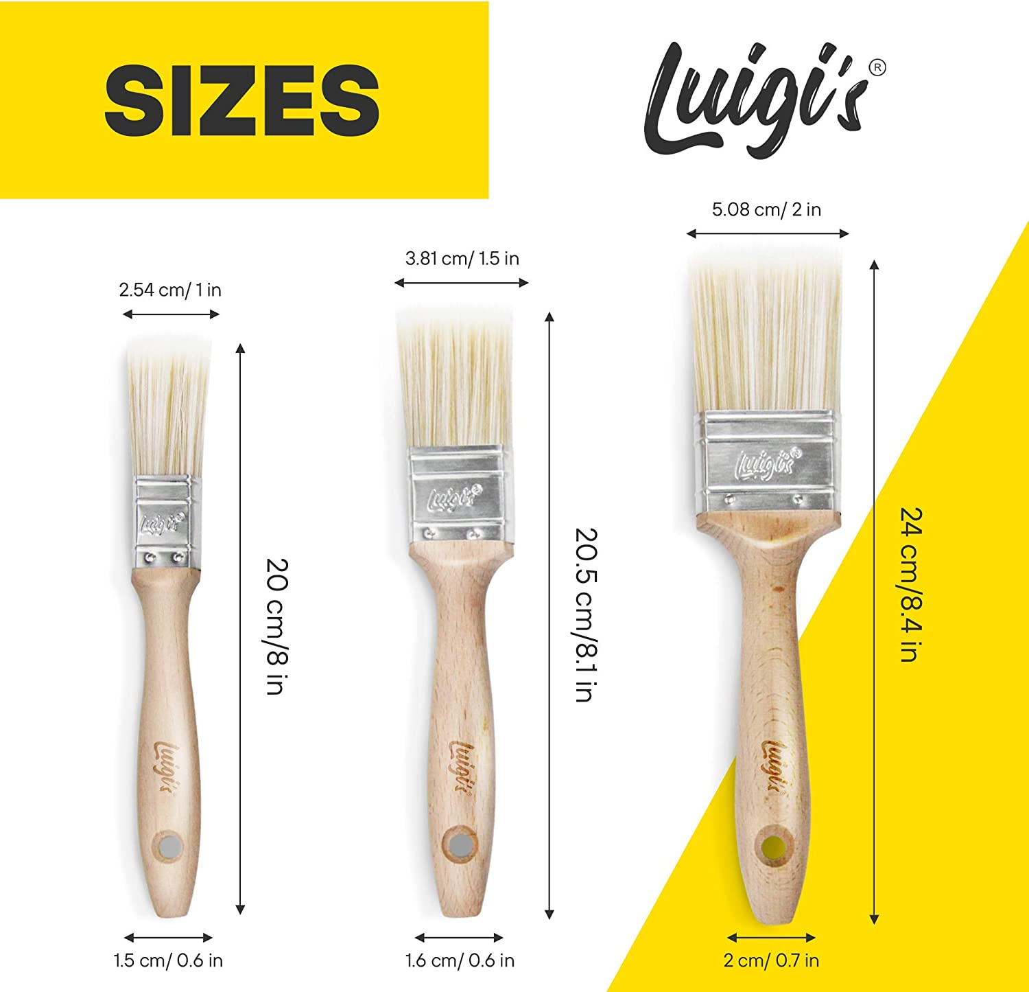 Wooden Paint Brush Set 5 X Synthetic Paint Brushes for Painting and