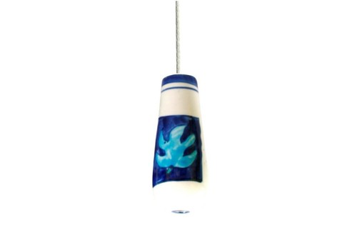 Jazzy White & Blue Funky Ceramic Light Pull Handle with Cord & Connector