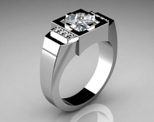 5.00 CT Princess White Stone Men's Simulated Engagement Ring With 935 Silver