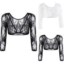 Women's Tops Lace Seamless See Through Shaper Shirt Sheer Shirts Shoulder