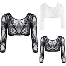 Women's Tops Lace Seamless See Through Shaper Shirt Sheer Shirts Shoulder