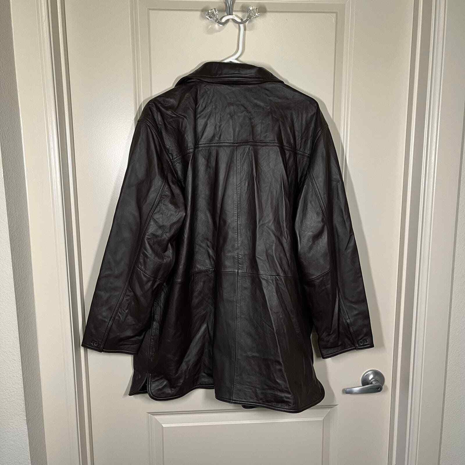 Dark Brown Leather Button Down Collared Jacket Ce… - image 2