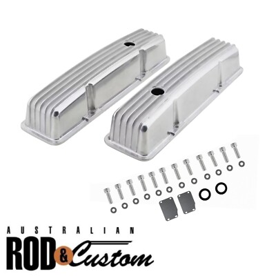 Small Block Chev Finned Rocker Cover Pair Suit 283 307 327 350 SBC ...