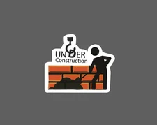 Under Construction Sticker Waterproof Work Progress Build Gift NEW