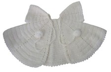 Baby Christening Vintage Handmade White Open Jacket Sweater EUC