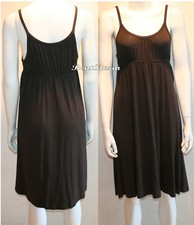 GAP Brand Summer Dark Brown Color Slinky Skater Dress Spaghetti Strap JRS M NWT