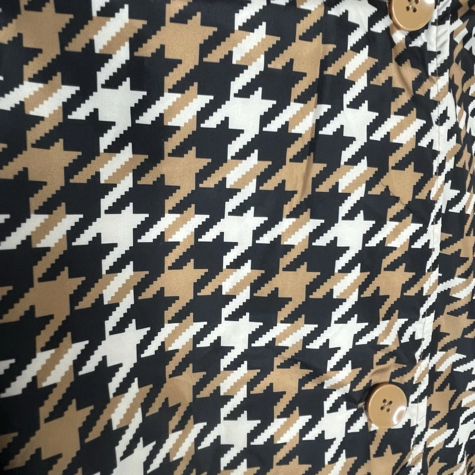 Jessica London  Reversible Houndstooth Tan Hooded Raincoat Women’s Size 14 W - Image 2 of 4