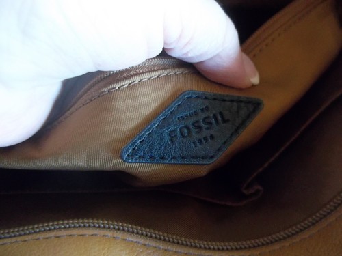 Fossil Brown Leather 4 Color Vertical Stripes Deep Tote Handbag Purse - Picture 6 of 7