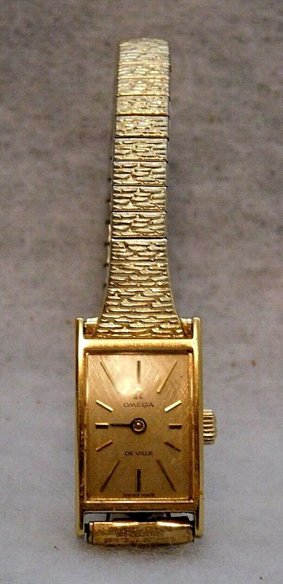 Vintage Omega Deville Ladies Tank Style 18K Gold Wristwatch Vintage Omega Deville Ladies Tank Style 18K Gold Wristwatch
