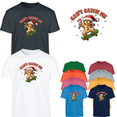 Cant Catch Me Retro Weihnachten Lebkuchen Kinder T-Shirt Fun Holiday Design TShirt