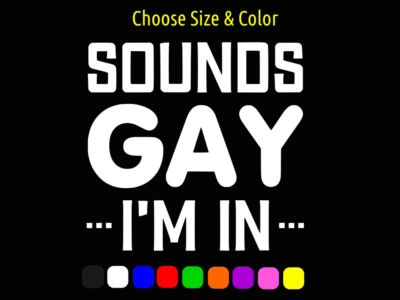 SOUNDS GAY I'M IN LGBTQ Gay Pride Vinyl Window Sticker CHOOSE SIZE COLOR - Image 1 of 2