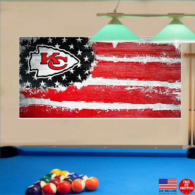 Kansas City Chiefs Wood Themed Banner 3x5 Flag Man Cave Flags Banners