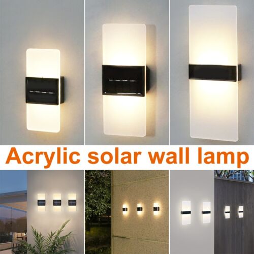 2PCS Modern Solar LED Wall Lighting Up Down Cube Sconce Lamp Fixture Outdoor - Foto 1 di 11