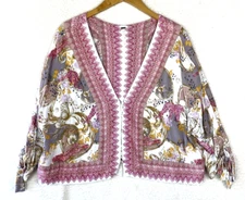 Free People Blouse Womens Small Catch Me If You Can Kimono Crop Boxy Office Work