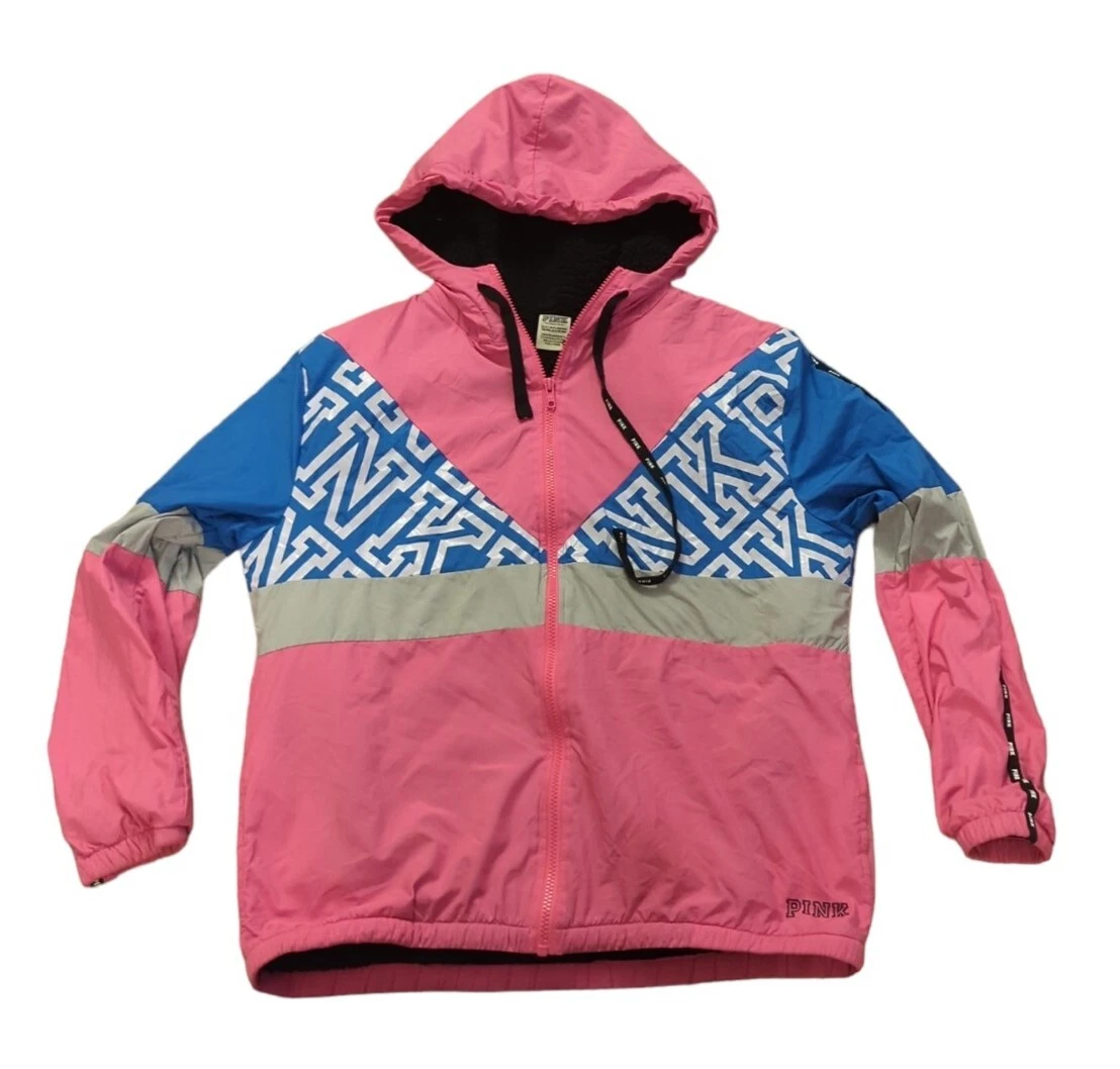 UNDERCOVER Giacca Con Cappuccio ROSA Victorias Secret Colorblock Vintage Anni '90 Foderata Sherpa XS S